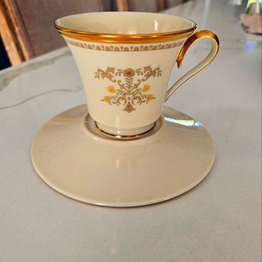 Discontinued Lenox China Castle Garden Replacement Footed Cup and Saucer